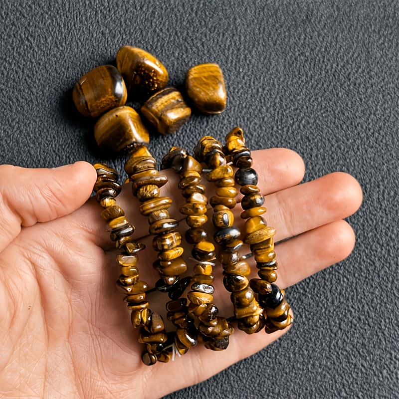 10pcs/Set Tiger's Eye Stone Chip Bracelet Set